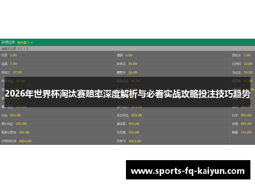 2026年世界杯淘汰赛赔率深度解析与必看实战攻略投注技巧趋势 2026年世界杯淘汰赛赔率深度解析与必看实战攻略投注技巧趋势